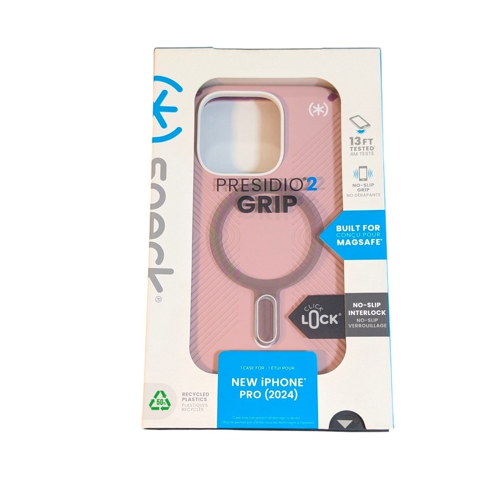 Y5N Speck Presidio2 Grip MagSafe W/ClickLock Case iPhone 16 Pro - Wednesday Pink